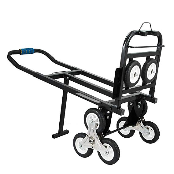 Z-bond Stair Climbing Cart 45 Inches Portable Hand Truck 2x Three-wheel Hand Truck Stair Climber 330LB Capacity Folding Stair Hand Truck Heavy Duty with 2 Backup Wheels