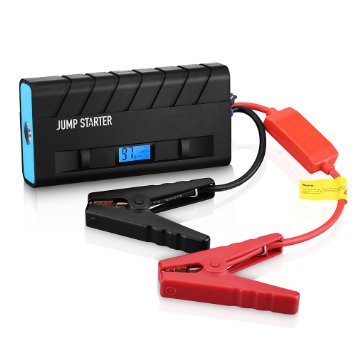 Pictek Car Jump Starter, Portable Power Bank, Charger with 500A Peak Current, 13600mAh Rechargeable Battery, Buil-in LED Flashlight, for 12V 4.0L Gas/2.8T Diesel Engine, for Outdoors/Emergency/Drivers - Black