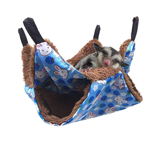 Oncpcare Pet Cage Hammock, Bunkbed Sugar Glider Hammock, Guinea Pig Cage Accessories Bedding, Warm Hammock for Small Animal Parrot Sugar Glider Ferret Squirrel Hamster Rat Playing Sleeping