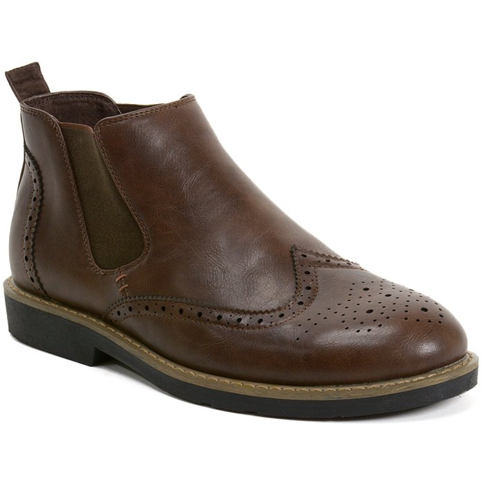Alpine Swiss Men's Bulle Lined Wing Tip Chelsea Ankle Boots