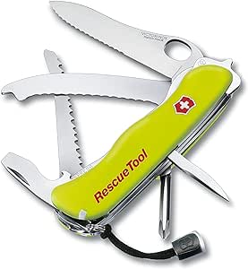 Victorinox Rescue Tool Swiss Army Knife, Large, Multi Tool, Camping Knife, 13 Functions, Window Breaker, Saw, Yellow