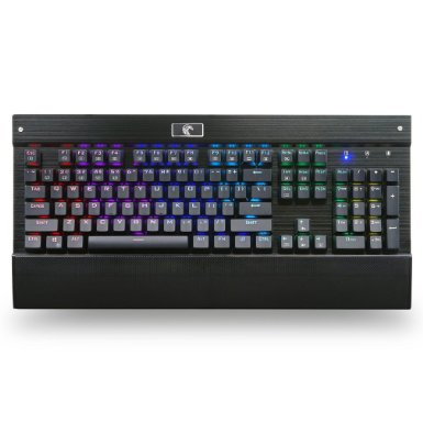 MechanicalEagle Z-77 RGB Backlit 104 Keys Mechanical Gaming Keyboard with Blue Switches (Black)