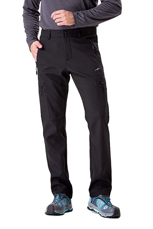 TRAILSIDE SUPPLY CO. Men's Fleece Lined Insulated Pants Softshell Pants,Water and Wind-Resistant