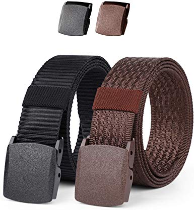 Nylon Military Tactical Men Belt 2 Pack Webbing Canvas Outdoor Web Belt with Plastic Buckle