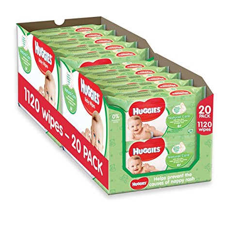 Huggies Natural Care Baby Wipes - 20 Packs (1120 Wipes Total)