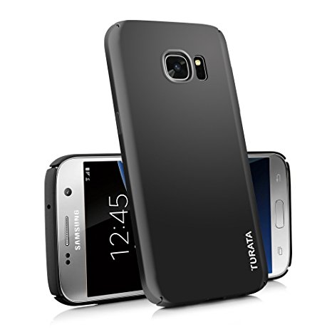 For Samsung Galaxy S7 Case - TURATA® Sleek Slim Thin Full Edge&Camera Protection Advanced Coating Anti- Slip Surface Four Layer of Paint Designed Matte Black