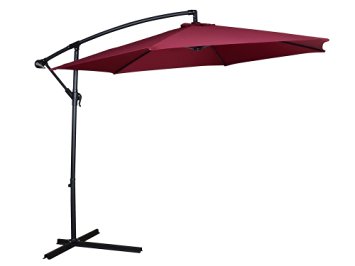 TMS Patio Umbrella Offset OutDoor 10ft Garden Deck Cantilever Hanging Canopy Umbrella, Red