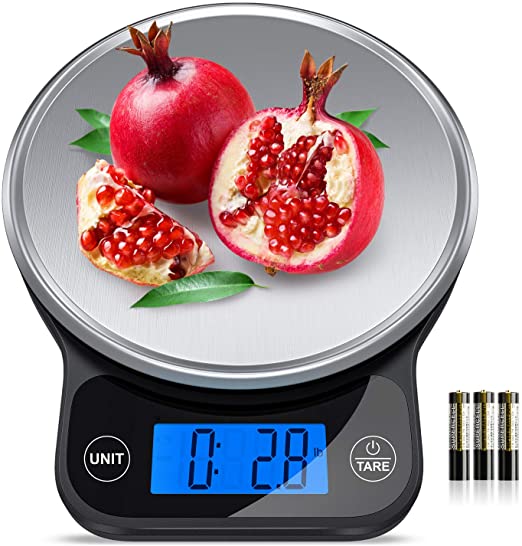 Digital Kitchen Scales,13 lbs/6kg Kitchen Food Scales Weight Grams and Oz,Stainless Steel Electronic Kitchen Scale,1g/0.1oz Precise with Back-Lit LCD Display(Batteries Included)