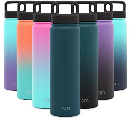 Simple Modern 22 Ounce Summit Water Bottle - Stainless Steel Liter Flask  2 Lids - Wide Mouth Tumbler Double Wall Vacuum Insulated Green Leakproof -Riptide