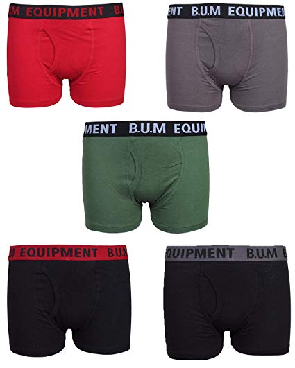 B.U.M. Equipment Boys 5 Pack Solid Boxer Briefs Underwear