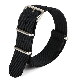 Green Olive 18mm Nato Style Waterproof Ballistic Nylon Watch Strap Watch Bands Bracelet (Black)