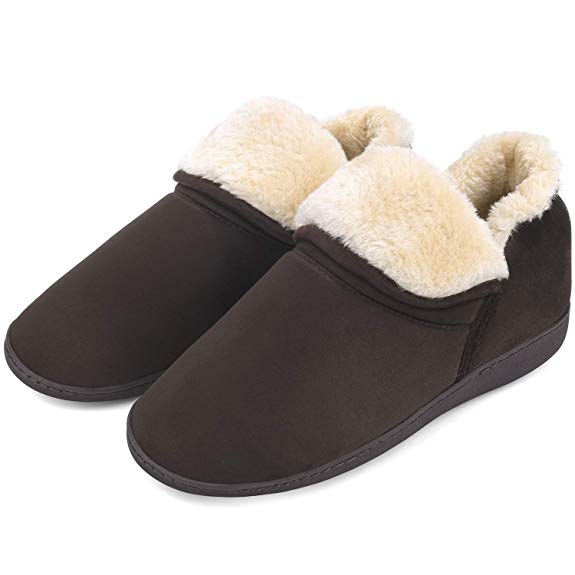 Men's Plush Warm Ankle Bootie Slippers Fuzzy Memory Foam Winter House Shoes