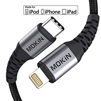 USB C to Lightning Cable [3ft Apple MFi Certified] Nylon Braided Cable for iPhone for iPhone X/XS/XR/XS Max / 8/8 Plus, Supports Power Delivery (for Use with Type C Chargers)