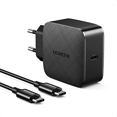 UGREEN 65W USB C Ladegerät mit 200cm Ladekabel USB C Netzteil PD Adapter mit PPS GaN Tech, kompatibel mit MacBook Pro/Air, iPad Pro, iPhone 13, 13 Pro, iPhone 12, Galaxy S21, XPS 13/15, AirPods usw.