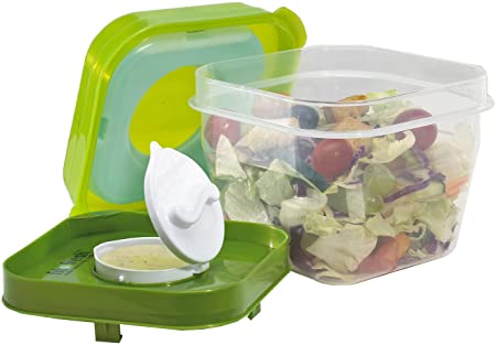Fit & Fresh Chilled Salad Shaker Container with Dressing Dispenser, 4 Cup Capacity