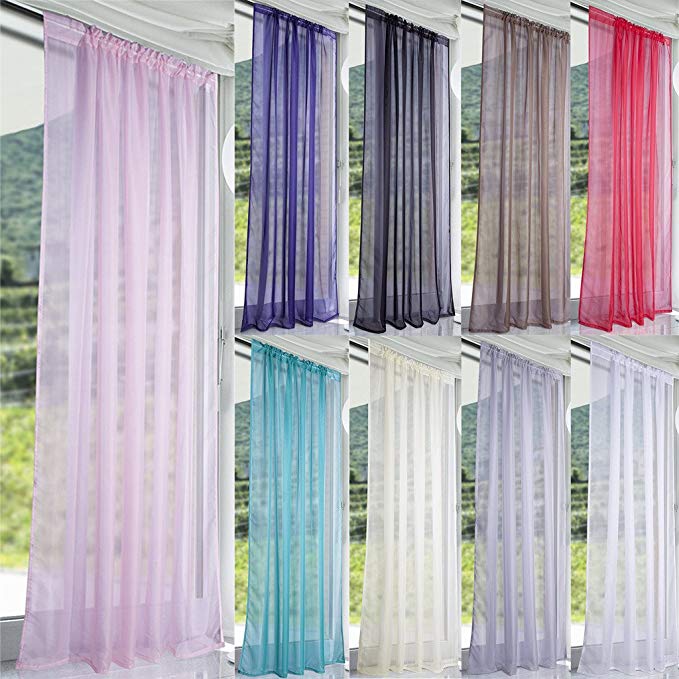 Lucy Woven Voile Slot Top Curtain Panel (Pink, 58" Wide x 90" Drop)
