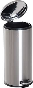 HOMCOM Foot Pedal Bin Stainless Steel Metal Waste Rubbish Lid Kitchen Garbage Versatile For Home Office 30L