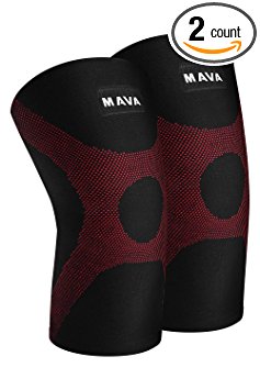 Mava Knee Support Compression Sleeves (Pair) for Running, Jogging,Workout, Walking, Hiking & Recovery - Improved Circulation Compression for Joint Pain and Arthritis Relief