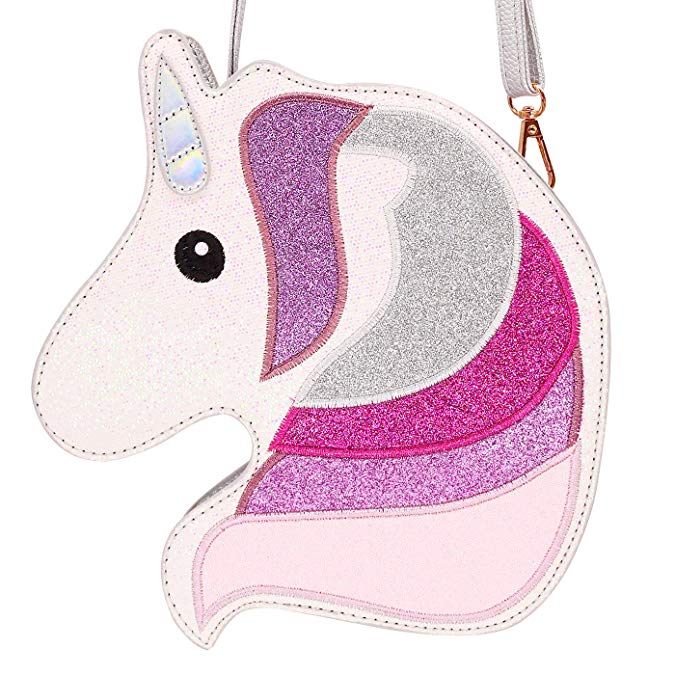 HDE 3D Glitter Unicorn Crossbody Purse Bag for Teens Girls Women Novelty Handbag