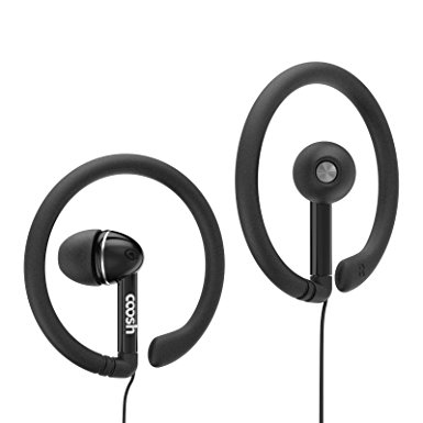 Coosh Wired Comfort In-ear Earbuds Headphones with Removable Earhooks (Black)