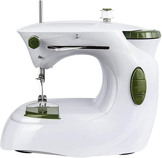 Heartybay 0201 Mini Sewing Machine, Portable Sewing Machine for Beginners & Professionals, 2-Speed with LED Light for Multi-Purpose Crafting Mending