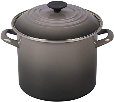 Le Creuset N5100-227F Enamel Over Steel Stockpot, 8-Quart, Oyster