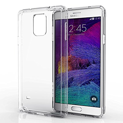 Galaxy Note 4 Case - MoKo [Scratch Resistant] Halo Series Back Cover with TPU Cushion Technology Corners   Clear Back Panel Bumper Cover for Samsung Galaxy Note 4 (2014), Crystal Clear