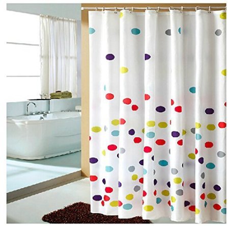 Eforgift Polka Dots Pattern Fabric Shower Curtain ,Waterproof/ No More Mildews Bathroom Curtains with Free Hooks Multi-color (72-inch By 72-inch)