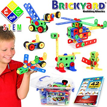 101 Piece STEM Toys Kit | Educational Construction Engineering Building Blocks Learning Set for Ages 3, 4, 5, 6, 7 Year Old Boys & Girls by Brickyard | Best Kids Toy | Creative Games & Fun Activities