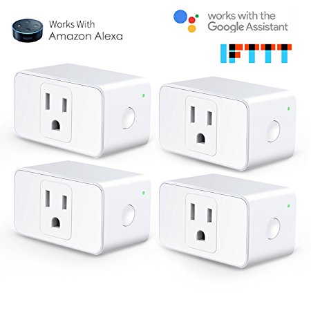 Meross WiFi Smart Plug Mini, Alexa and Google Voice Control, App Remote Control, Timer Function, Occupies Only One Socket, No Hub Needed, FCC and ETL Complied (Smart Plug - 4 Pack)