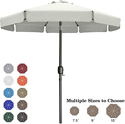 ABCCANOPY 7.5' Outdoor Garden Table Umbrella Patio Umbrella Market Umbrella with Push Button Tilt for Garden, Deck, Backyard and Pool, 8 Ribs 13 Colors,Light Beige