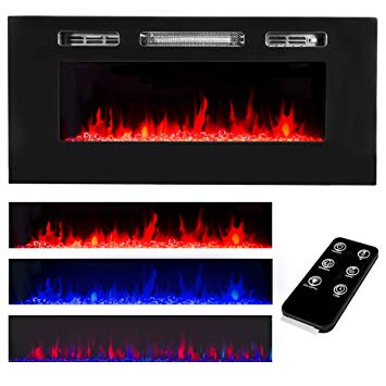 XtremepowerUS Recessed Electric Fireplace in-Wall Wall Mounted Electric Heater Fireplace 750W 1500W (40")