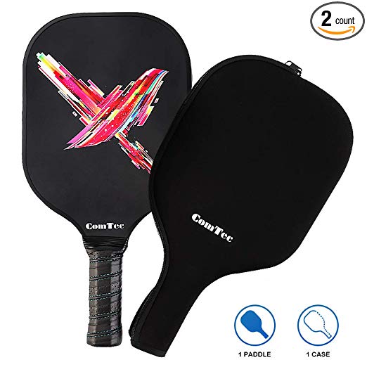 Pickleball Paddle, Graphite Pickleball Racquets Lightweight 8ounce Composite Core Sweat Absorbent Cushioned Grip Edge Guarded, Full Cover Case Ideal for Beginners Intermediate Players, 1 Paddle 1 Case