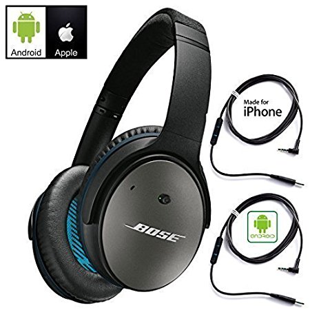 Bose QuietComfort 25 Acoustic Noise Cancelling Headphones for Android & Apple Devices - Black - Bundle