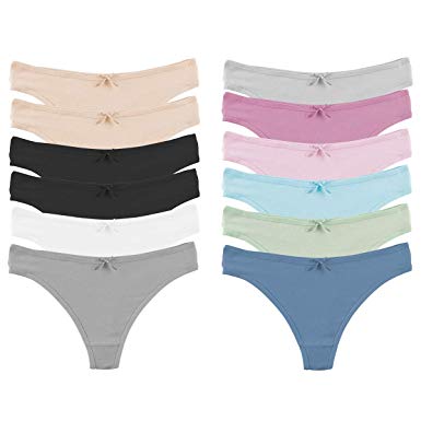 Jo & Bette (12 Pack Cotton Thong Underwear for Women Panties Soft Sexy Lingerie Panty Set