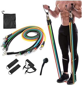 YETI Resistance Exercise Bands with Door Anchor, Handles, Waterproof Carry Bag, Legs Ankle Straps for Resistance Training, Physical Therapy, Home Workouts, Resistance Band (Rubber)