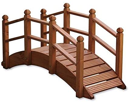 Wooden Garden Bridge Ornament Decorative Feature Teak Stained For Ponds Streams and Borders