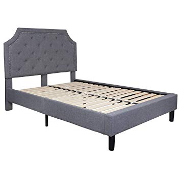 Flash Furniture Brighton Tufted Upholstered Full Size Platform Bed in Light Gray Fabric