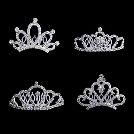 Bingcute 12Pcs Girl Princess Rhinestone Tiara Crown with Comb For Princess Party Favors,tiaras and crowns for little girls