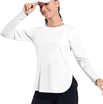 MIER Women's UPF 50  Sun Shirts Long Sleeve Workout UV Protection Dry Fit Athletic Running Gym Hiking Tops Lightweight