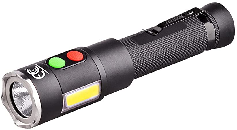 MCCC Self Defense Rechargeable Flashlight with 128dB Personal Alarms for Emergency or Safety,600 High Lumens,COB Work Light,Magnetic for Outdoors,Camping.
