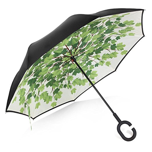 Rainlax Inverted Double Layer Windproof UV Protection Reverse folding Umbrellas