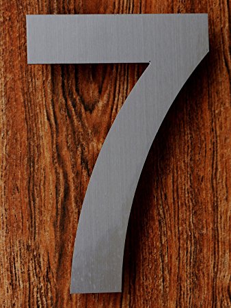 QT Modern House Numbers - 6 Inch, Brushed Stainless Steel (Number 7 Seven), Floating Appearance, Easy to install and made of solid 304 stainless steel