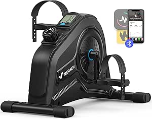 MERACH Under Desk Bike Pedal Exerciser, Silent Magnetic Mini Exercise Bike for Seniors Arm Leg Recovery, Physical Therapy, Non-Slip Desk Cycle with APP for Home Office Workout