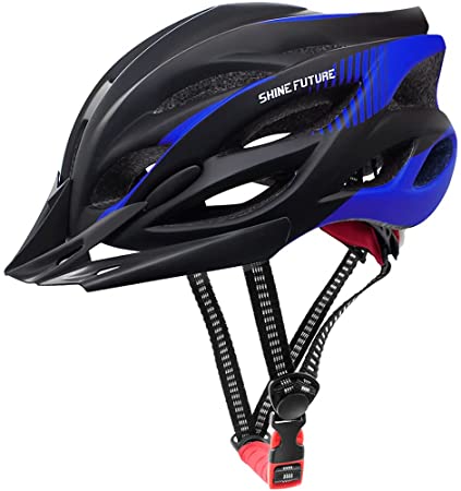 Bike Helmet for Men, SHINE FUTURE Adjustable Road Bike Helmet Men/Women Lightweight Bicycle Helmet Cycling Helmet for Adults with Removable Visor and LED Rear Light
