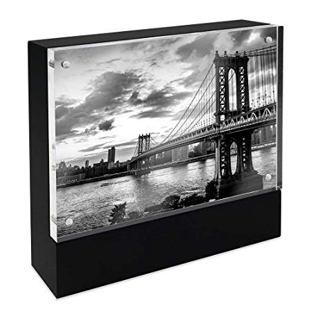 Isaac Jacobs Wood Block Acrylic Picture Frame, 4x6 Black