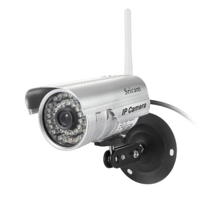 Sricam Outdoor Wireless Waterproof IR IP Camera Day Night Surveillance with DDNS P2P Mobile Access (Silver)