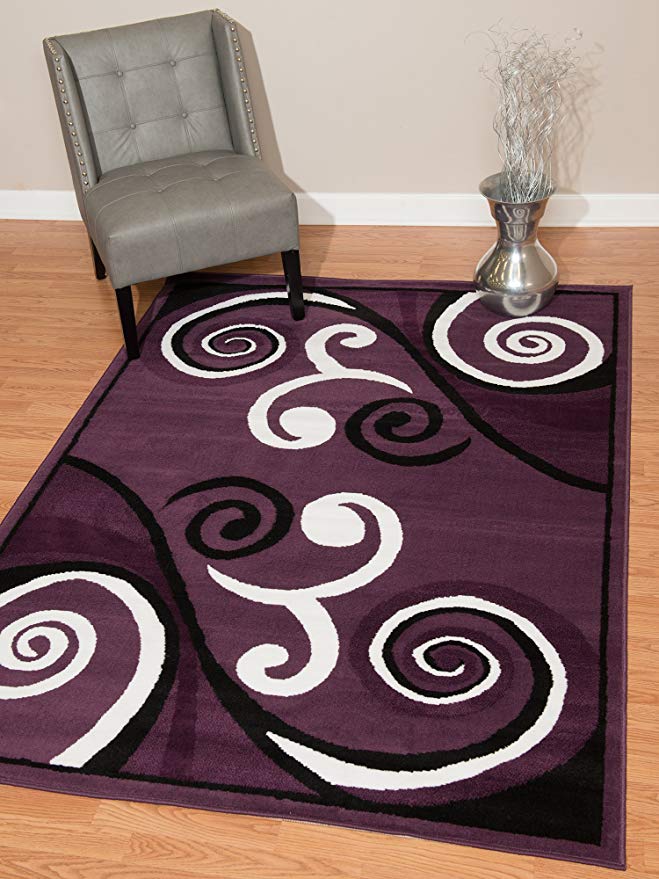 United Weavers of America Dallas Billow Rug - 1ft. 11in. x 3ft. 3in, Plum, Jute Area Rug with Scrollwork Pattern. Room Décor