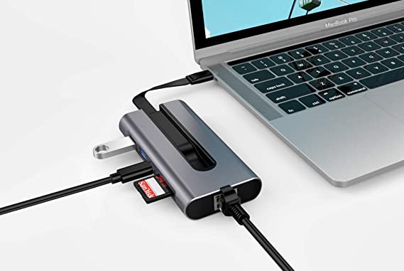 Juiced Systems NovaHUB - USB-C 3.2 Gen 2 HDMI Travel Adapter | HDMI 4K 60hz | Gigabit Ethernet | USB-C Data Gen 2 | 100w PD | SD | USB-A Gen 2 | 10 Gbps