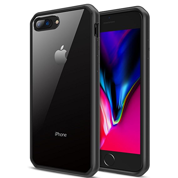 iPhone 7 Plus Case, iPhone 8 Plus Case, MX.Hyker Drop Protection Scratch-Resistant Matte Bumper and Slim Hard Transparent Clear Case for iPhone 7 Plus/iPhone 8 Plus (Black)